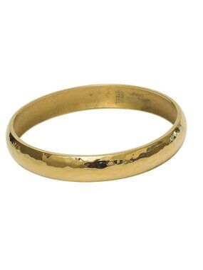 Gold Plated Bangle by Steel Time Hammered Stainless Steel Minimalist Jewelry